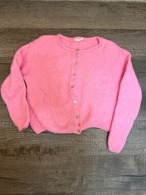 American Vintage Pink Cropped Button-Front Cardigan